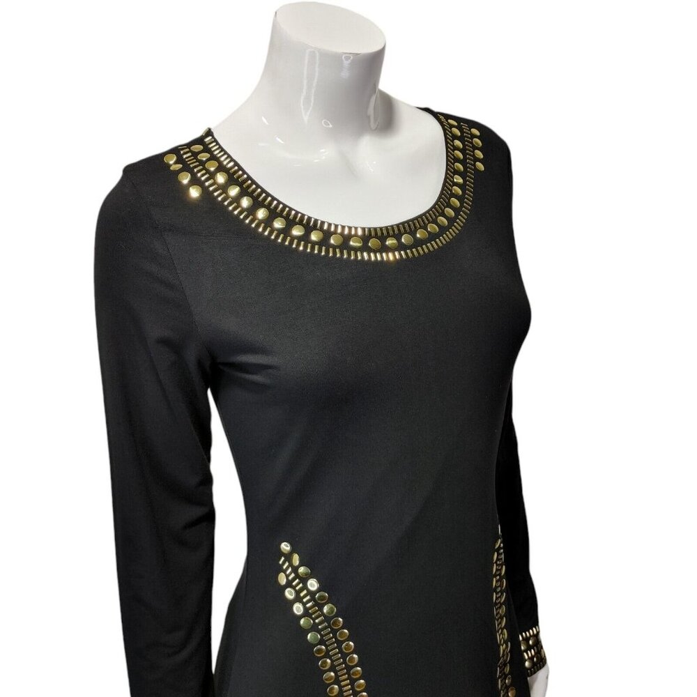 Fashion Nova Such A Stud Dress - Black / Studded Gold SZ L (READ MEASUREMENTS) - Picture 9 of 13